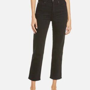 NWT 7‎ For All Mankind High Waisted Cropped Straight Jeans Black Size 27